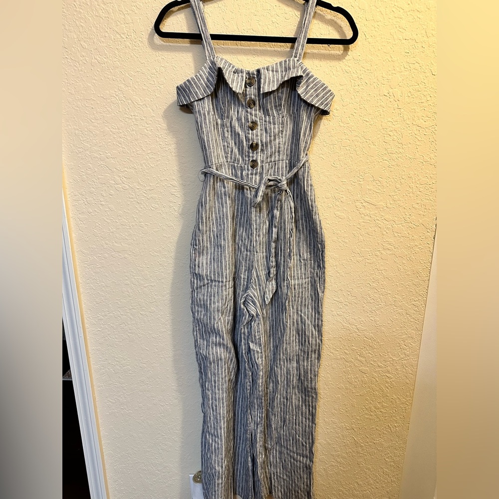 American Eagle Striped Linen Romper